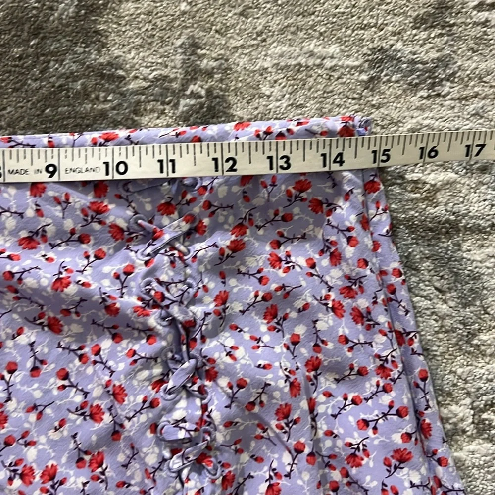 Intermix Gwen Printed Purple Women 8‎ Silk Blend Midi Lightweight Floral Skirt